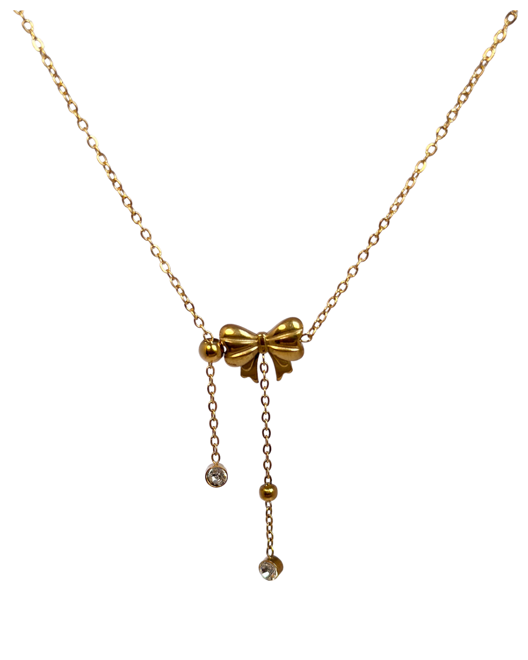 Bow with Hanging Studs Necklace