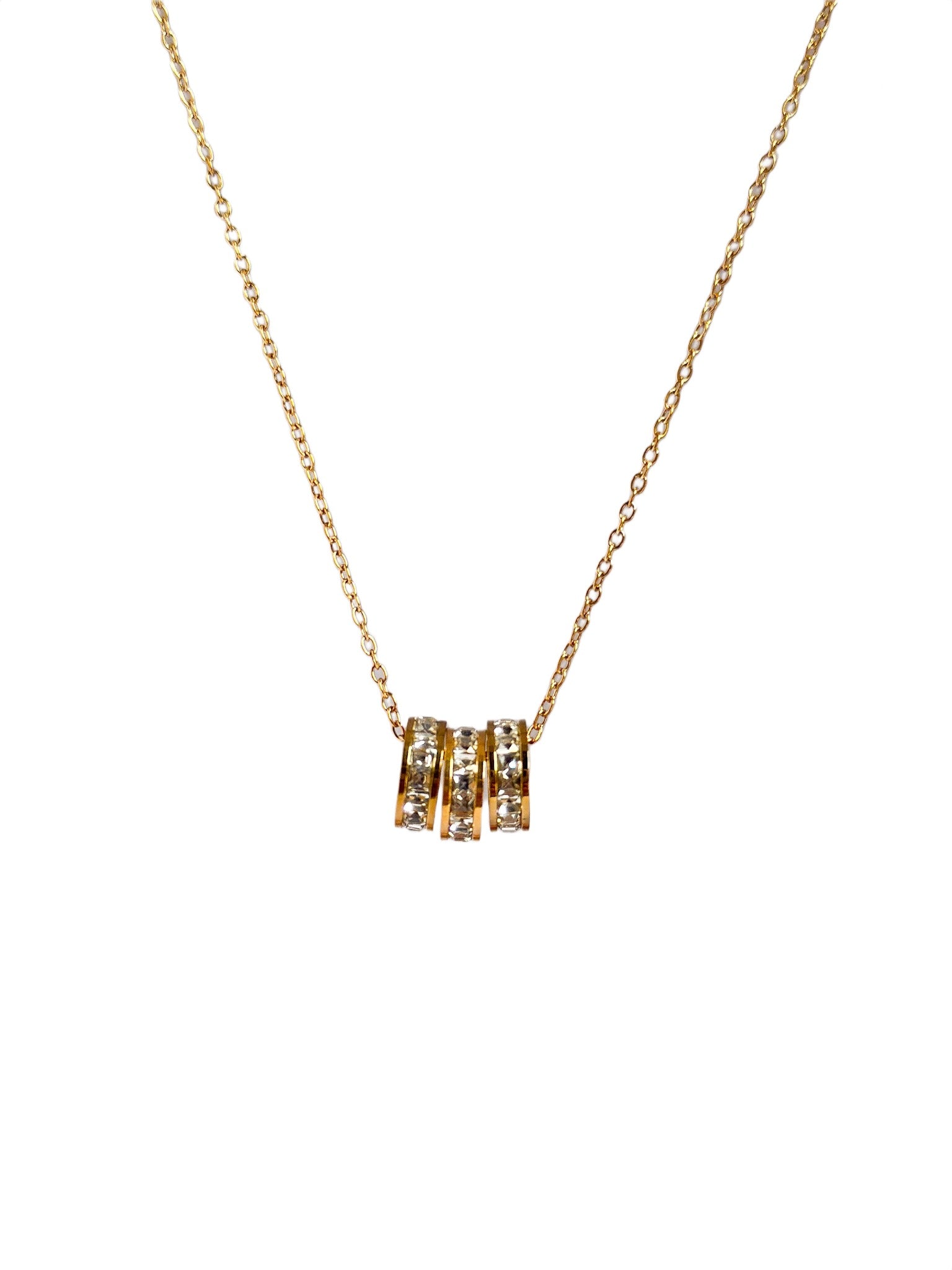 Studded Three Rings Necklace