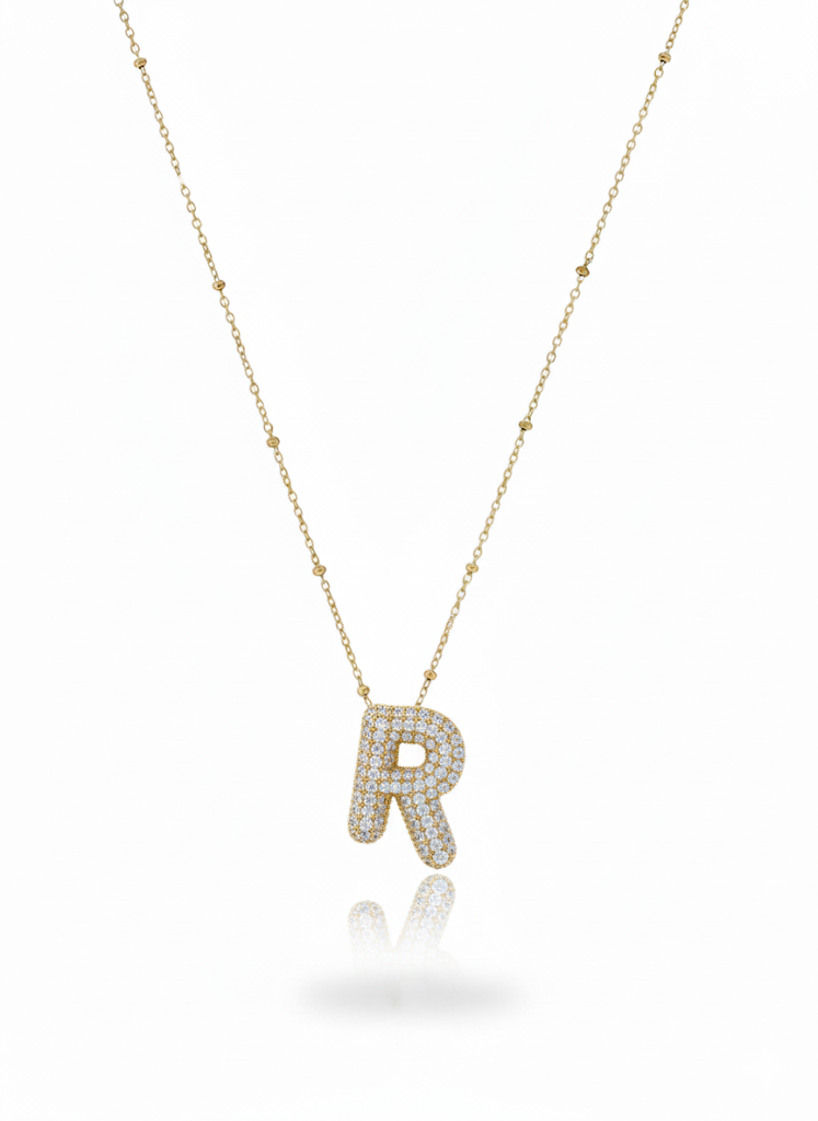 Studded Bubble Initial R