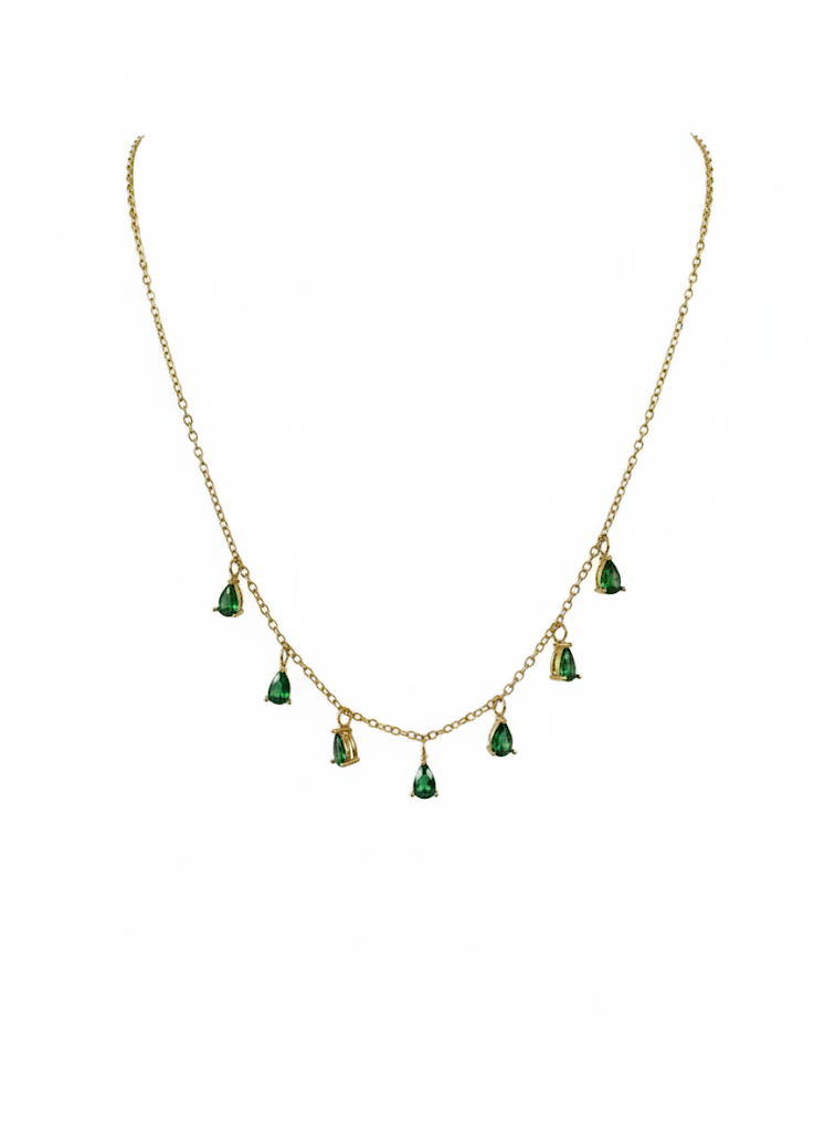 Green Water drops Necklace