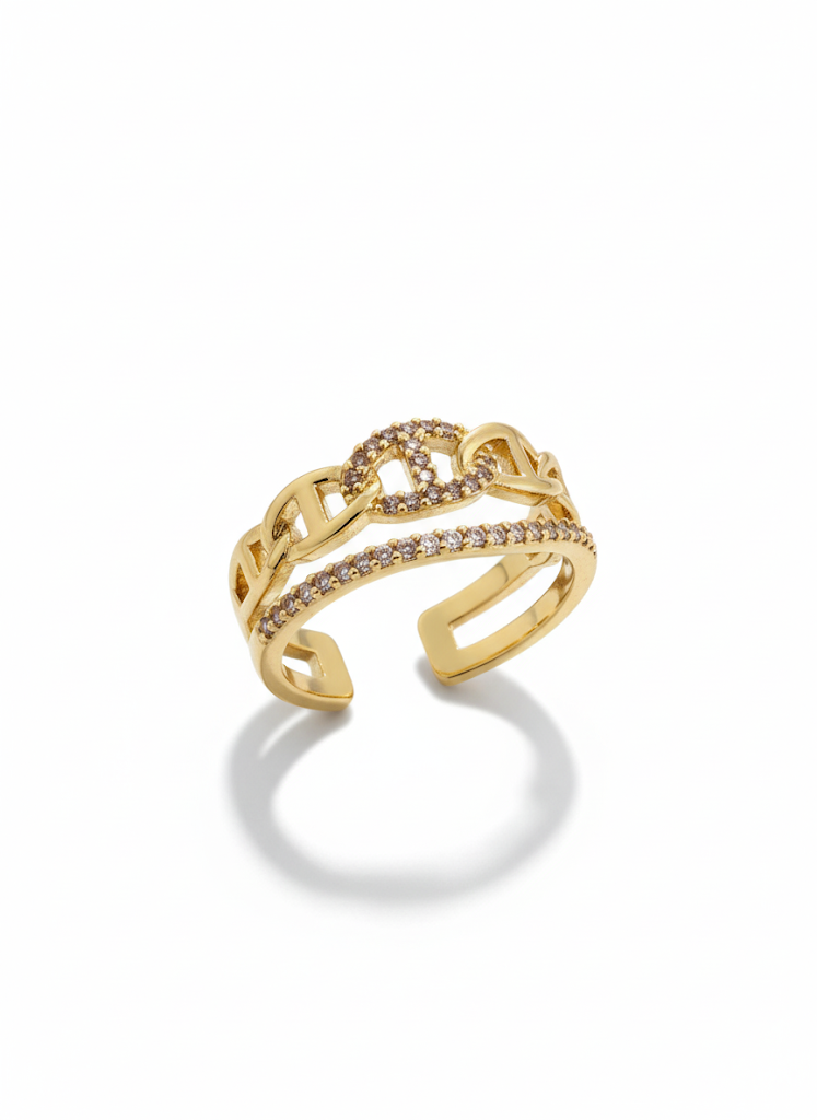 Chain Studded Adjustable Ring