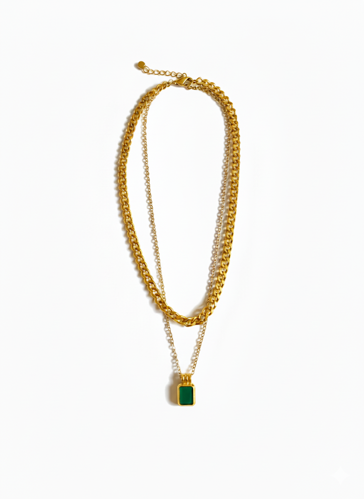 Double Layered Green Necklace
