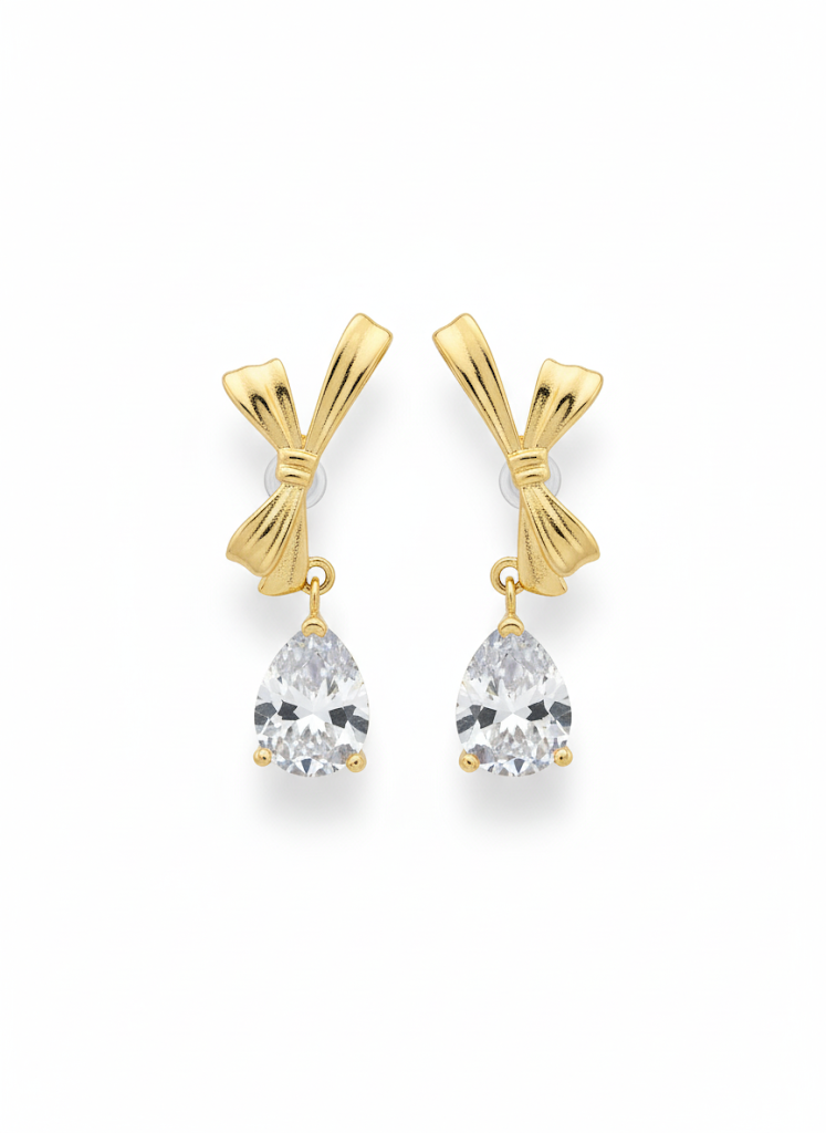 Bow Hanging Stone Earrings