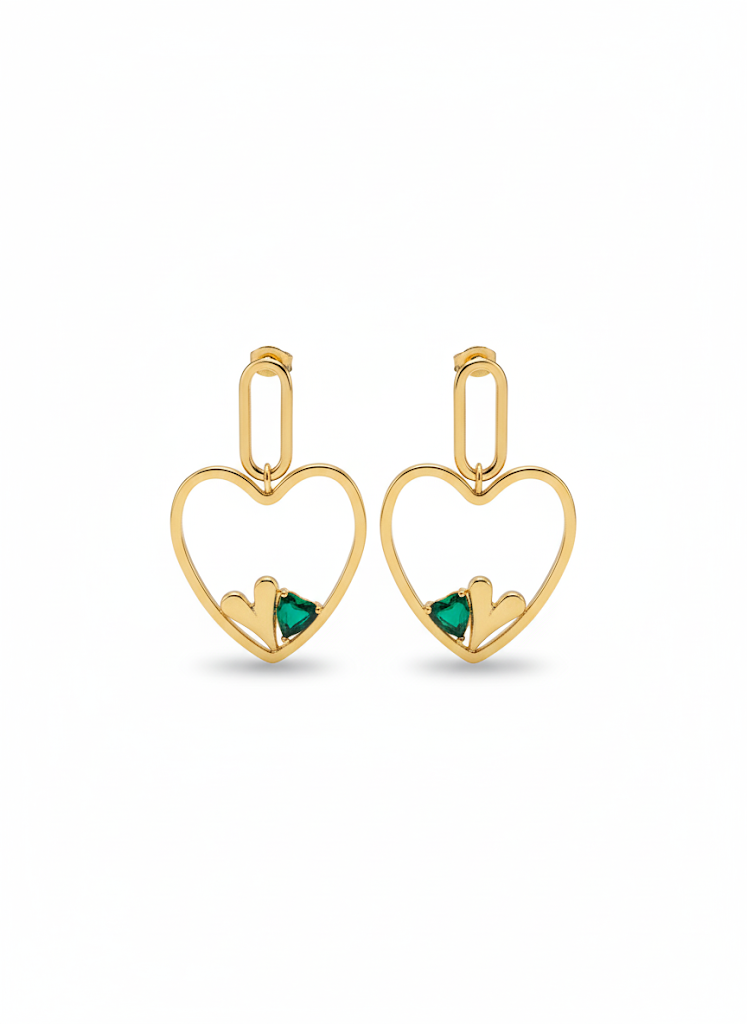 Green Heart Earrings