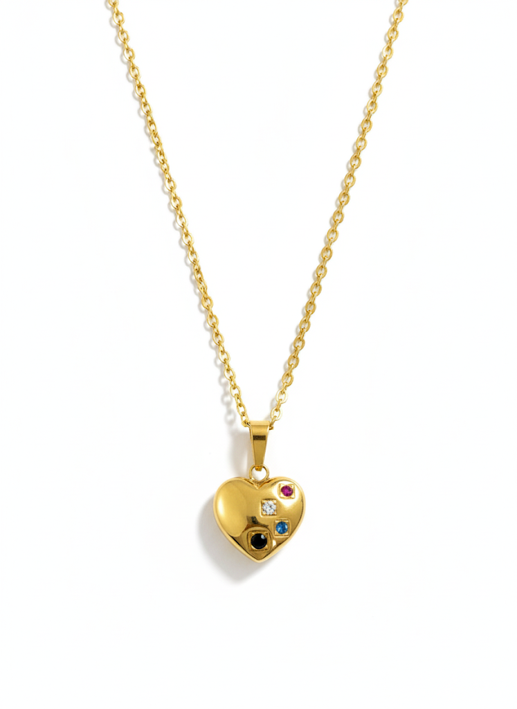 Multicolour Heart Stone Neck chain